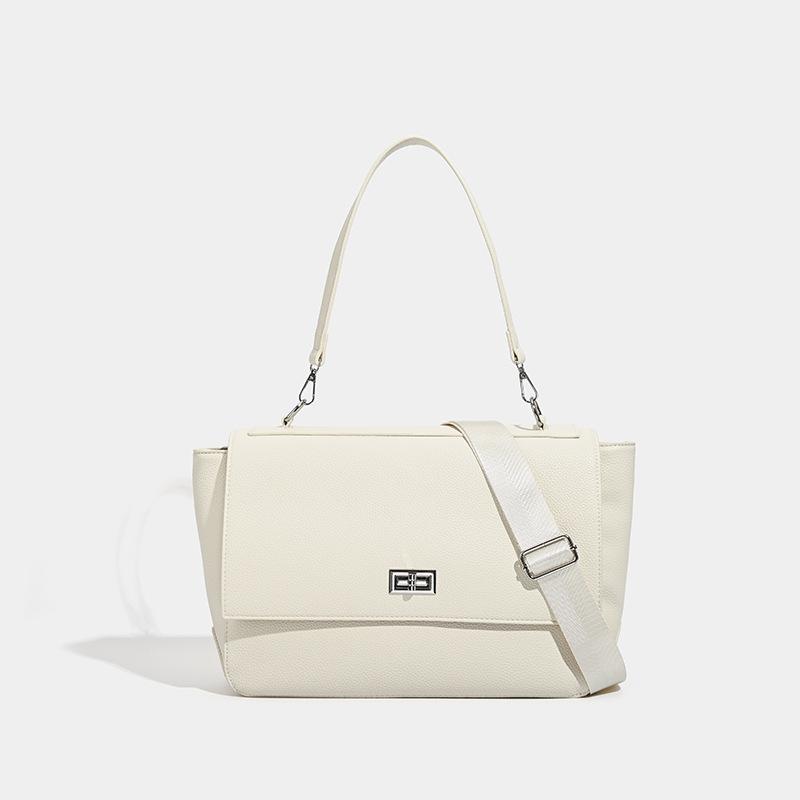 

2025 новая женская сумка из искусственной кожи простая сумка-тоут большой вместимости корейская сумка через плечо кроссбоди полиэстер большая сумка женская белый