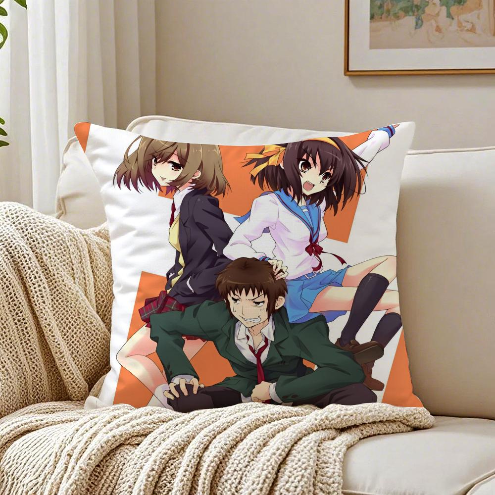 Classic Anime TThe Melancholy of Haruhi Suzumiya Cushion Cover Pillowcase Antidustmite living Room Sofa Decor Cushion Room