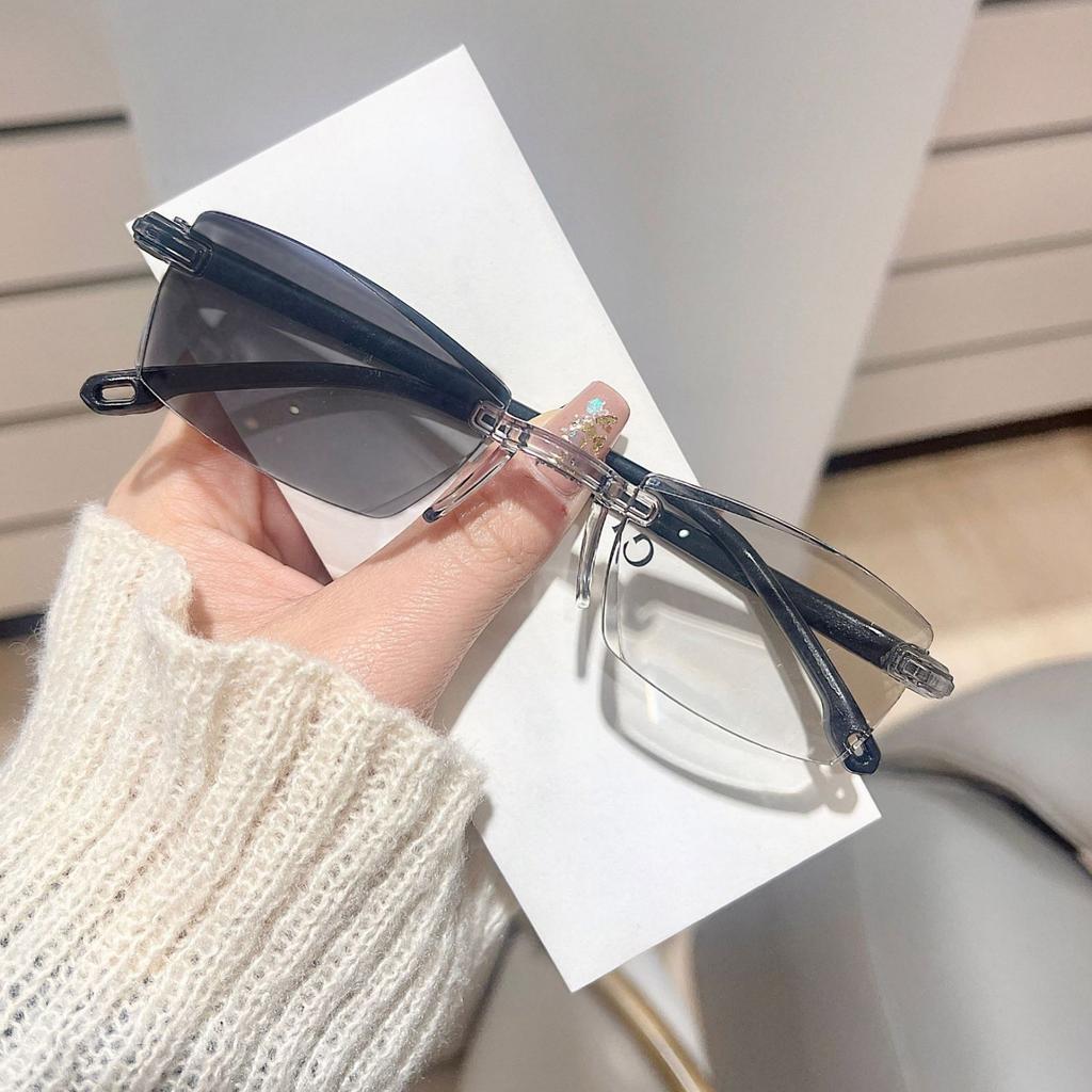 New Color-changing Anti-blue Light Frameless Cutting Edge Men's And Women's Reading Glasses Ultra-light Anti-fall Glasses