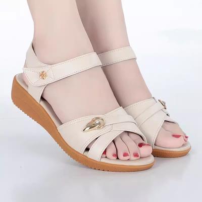 Foreign Trade Export Real Soft Leather Beef Tendon Soft Sole 2025 New Summer Beef Tendon Sole Casual Low Heel Non-slip Mother Sandals