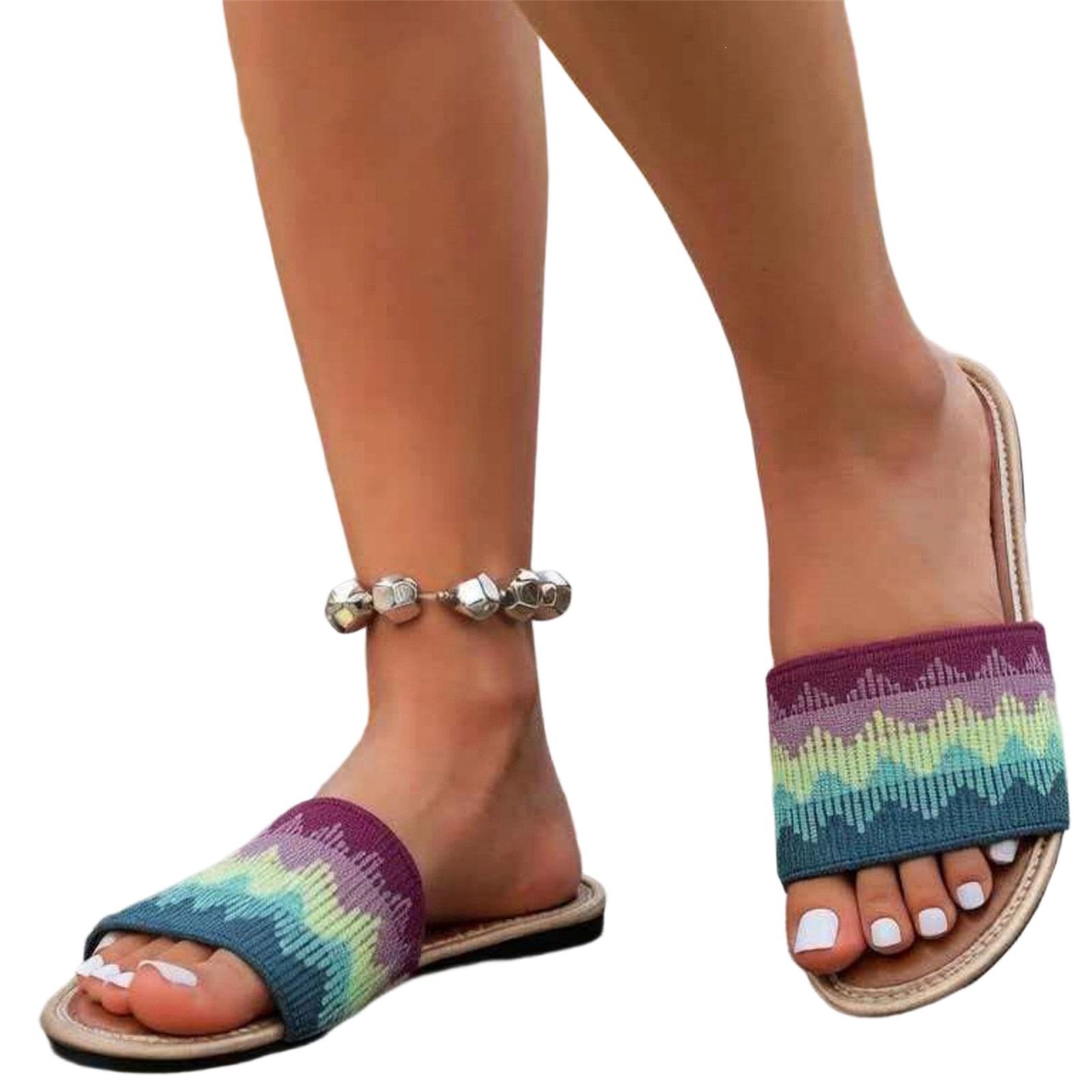 Women s Fashion Plus-Size Color-Block Casual Sandals 40 синий