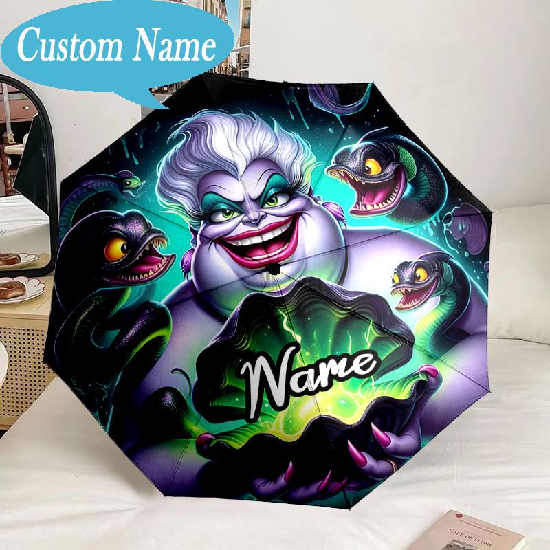 Custom Name Villains Umbrella, 8-Rib Folding Umbrella, Lightweight Portable Design for Lovers, Friends, Perfect Gift for Birthdays