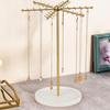 Decorative Gold Metal Jewelry Stand 48 Hooks 360° Rotation Design Large Capacity Necklace Bracelet Organizers Compact Display