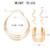 DIEZI Punk Gold Copper Color Choker Torques Necklace Earrings Bangles Set For Women Fashion Vintage Clavicle Zircon Set
