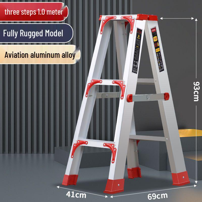 Double-Sided Aluminum Alloy Folding Step Ladder - Ladder Free Shipping, Widened & Thickened for Household or Attic Use