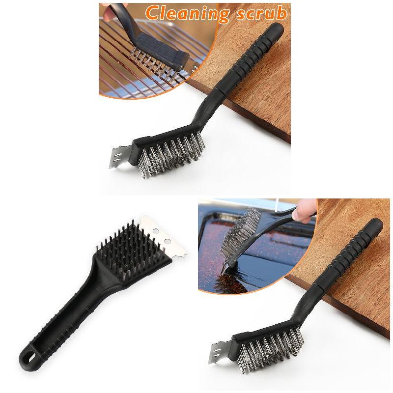 BBQ Brush Barbecue Grill Brush Kitchen Accessories Stainless Steel Wire Bristles Scraper BBQ Grate Cleaner BBQ Accessories Tools
