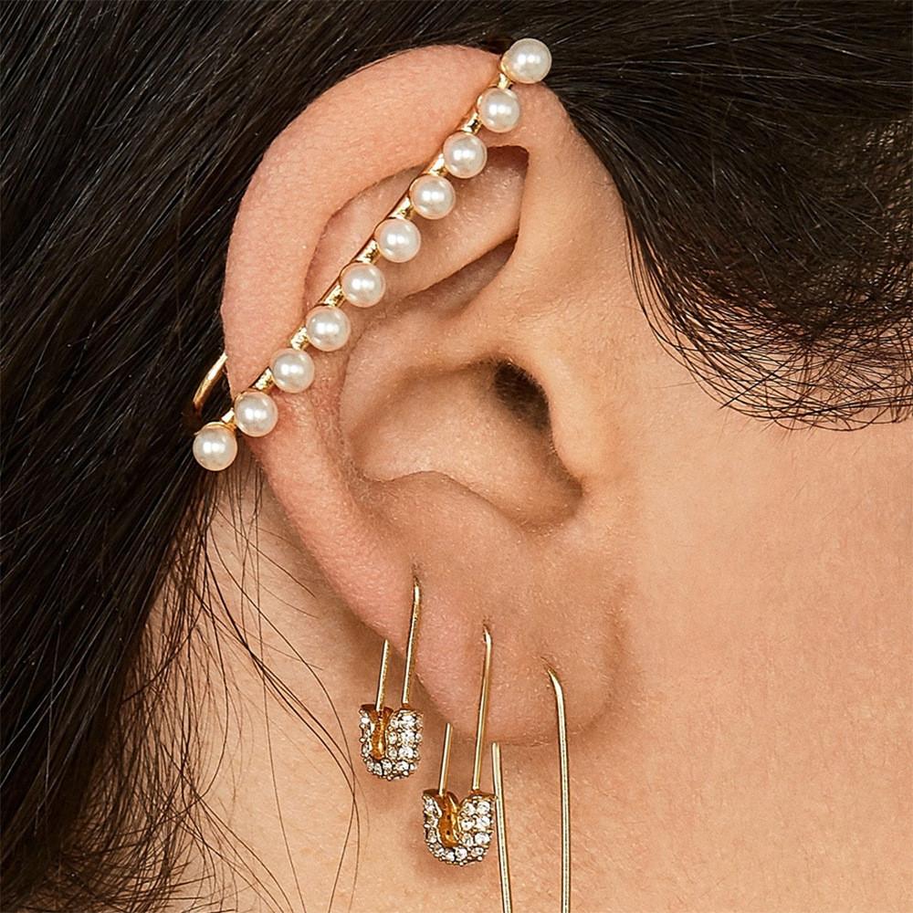 Trendy Alloy Pearl Clip Earrings Modern And Simple Earrings Women For