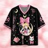 26 Camiseta de Malla Anime Sailor Moon Estampado Tsukino Usagi Cuello en V Manga Corta Camiseta para Mujer Hombre Ropa Urbana Harajuku Camiseta para Hombre