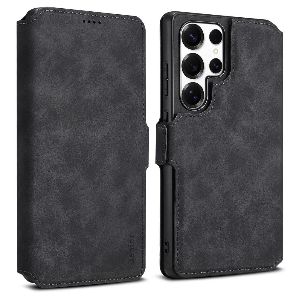 

DENIOR B06 For Samsung Galaxy S24 Ultra Case Magnetic Detachable Wallet Stand Leather+TPU Phone Cover Black