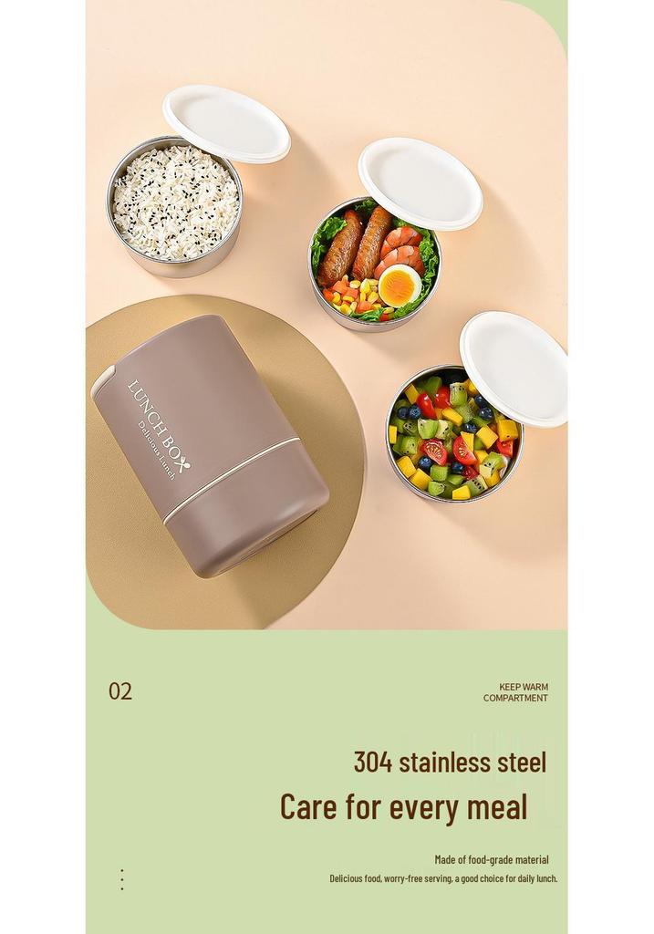 304 Stainless Steel Multi-layer Insulated Lunch Box - Portable Bento for Office Workers & Students