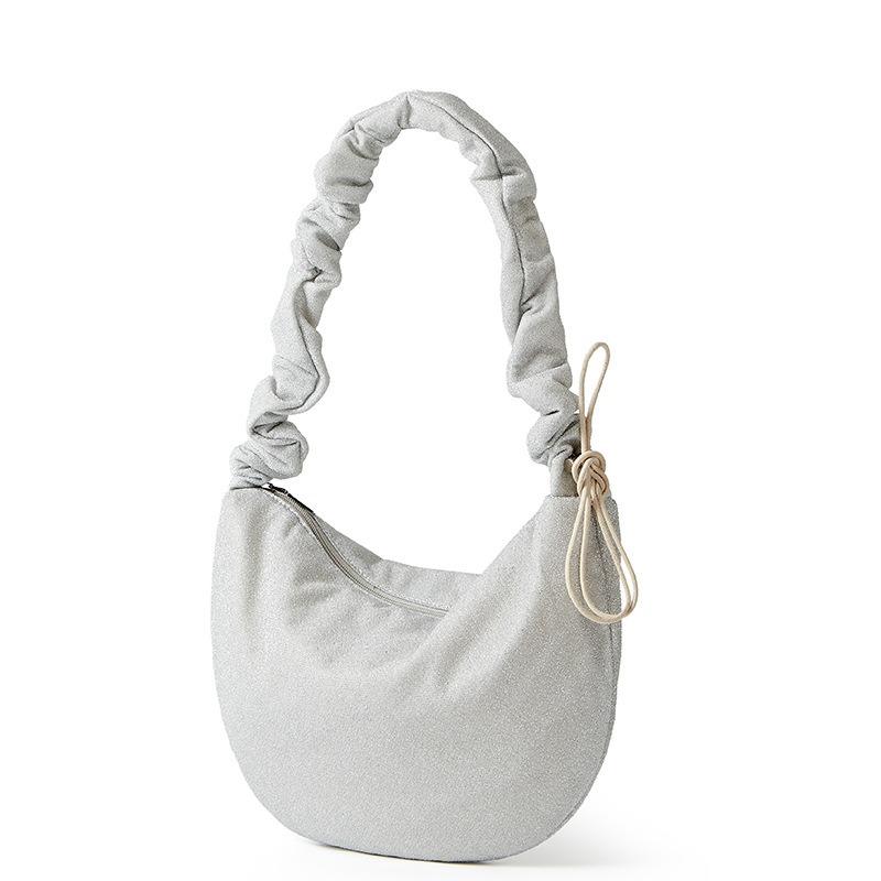 New high-end soft waxy texture pleated dumpling bag casual messenger bag women's large capacity shoulder armpit bag