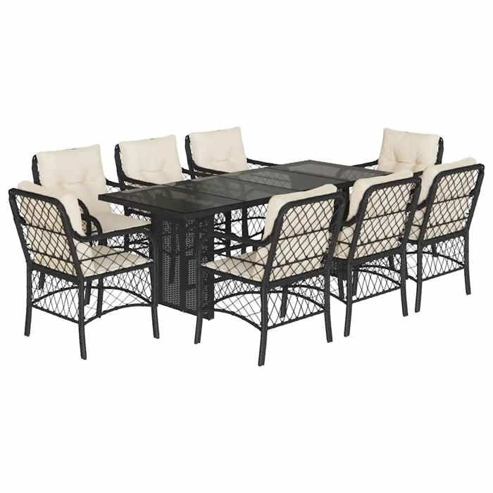 VidaXL 9-Piece Garden Dining Set with Cushions, Patio Table and Chairs, Patio Furniture, Outdoor Furniture, 3212055