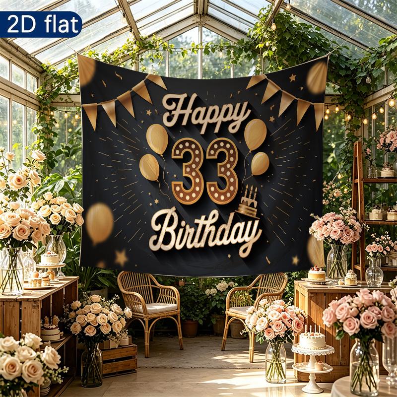 1pc Birthday & Wedding 33rd Number Elegant Hanging Banner