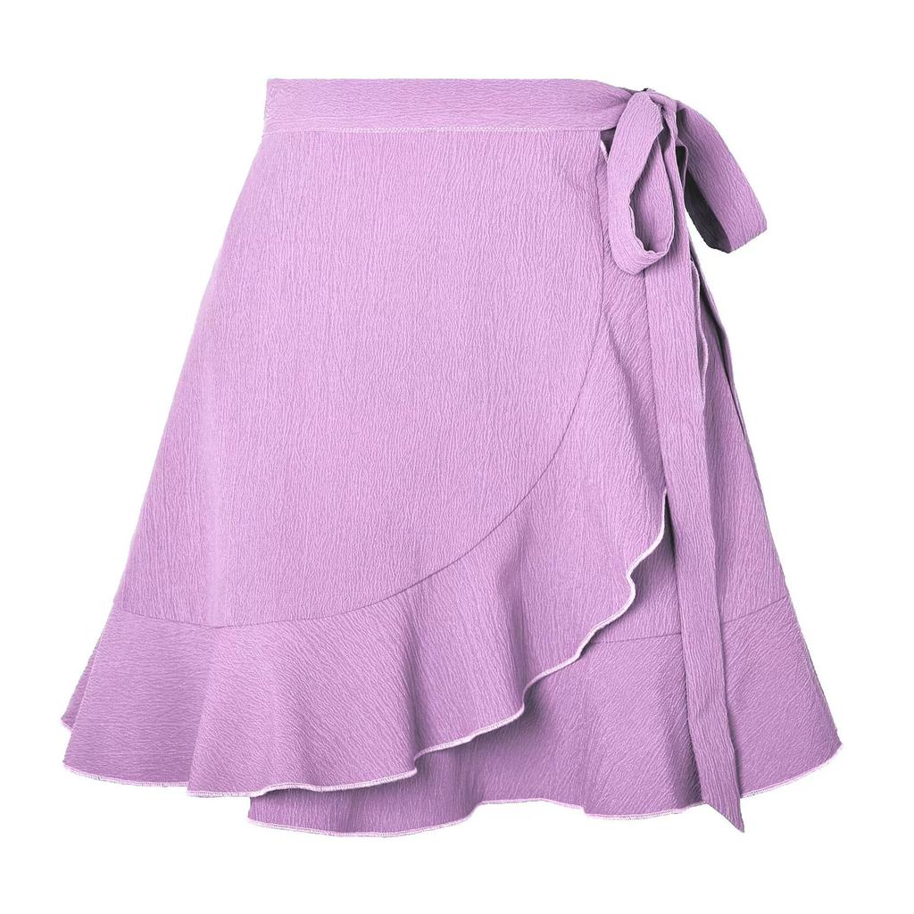 Woman Skirts Harajuku Pure Color with Zipper Skirts Bubble Cloth Falbala Skirts Womens