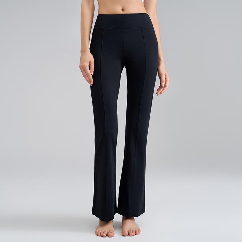 

Спортивные штаны слегка облегают, брюки для йоги женские весенне-летние новые с высокой талией, с эффектом подтяжки бедер, маленькие фитнес-брюки, облегающие расклешенные брюки XL чёрный