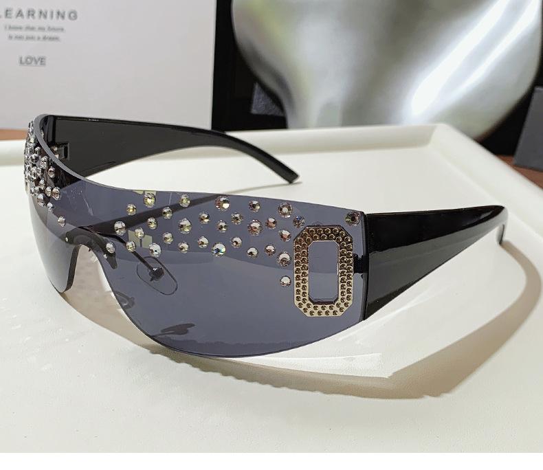 Y2K Rhinestone-Encrusted Large-Frame Sunglasses for Women
