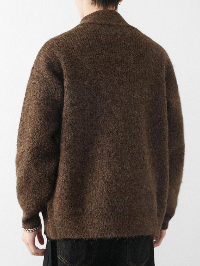 Herren Strickjacke mit lockerem Strickmuster aus Wolle - Stehkragen, Lässiger Stil für Frühling & Herbst 2025