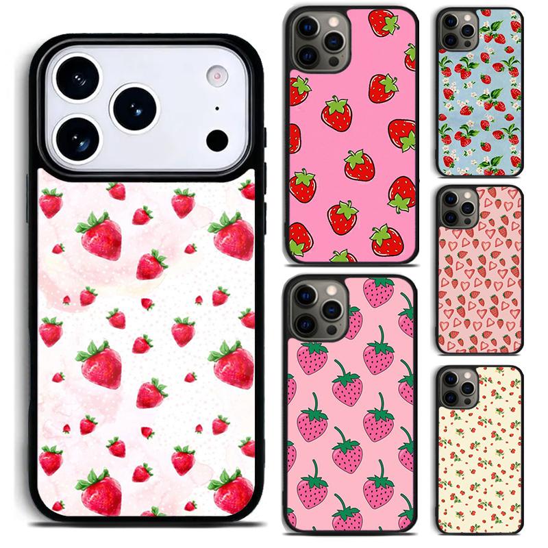 Cute Strawberry Phone Case For iPhone 17 16 15 14 13 12 11 Pro Max Plus 17Air Soft Silicone Cover