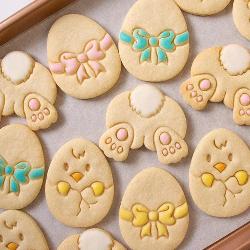 Easter Cookie Cutters Easter Eggs Bunny Biscuit Mold Baking Tool DIY Handmade Biscuit Stamp Mould Bakeware Tools Kitchen Gadgets