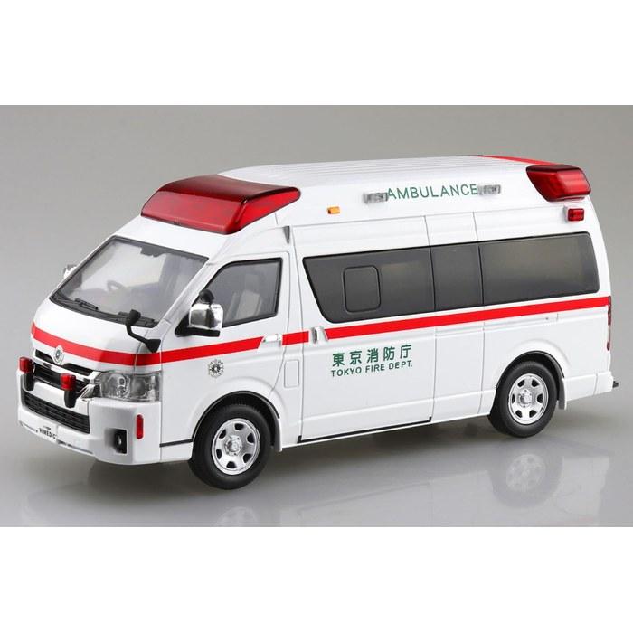 Aoshima 1/32 Hakura Snap Kit No.02-HM Toyota Hi-Medic Ambulance Color-Coded Plastic Model
