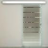 90cm Sliding Glass Door with Hardware Track Kit, Frosted Tempered Glass with Stripe Pattern, Round Handle