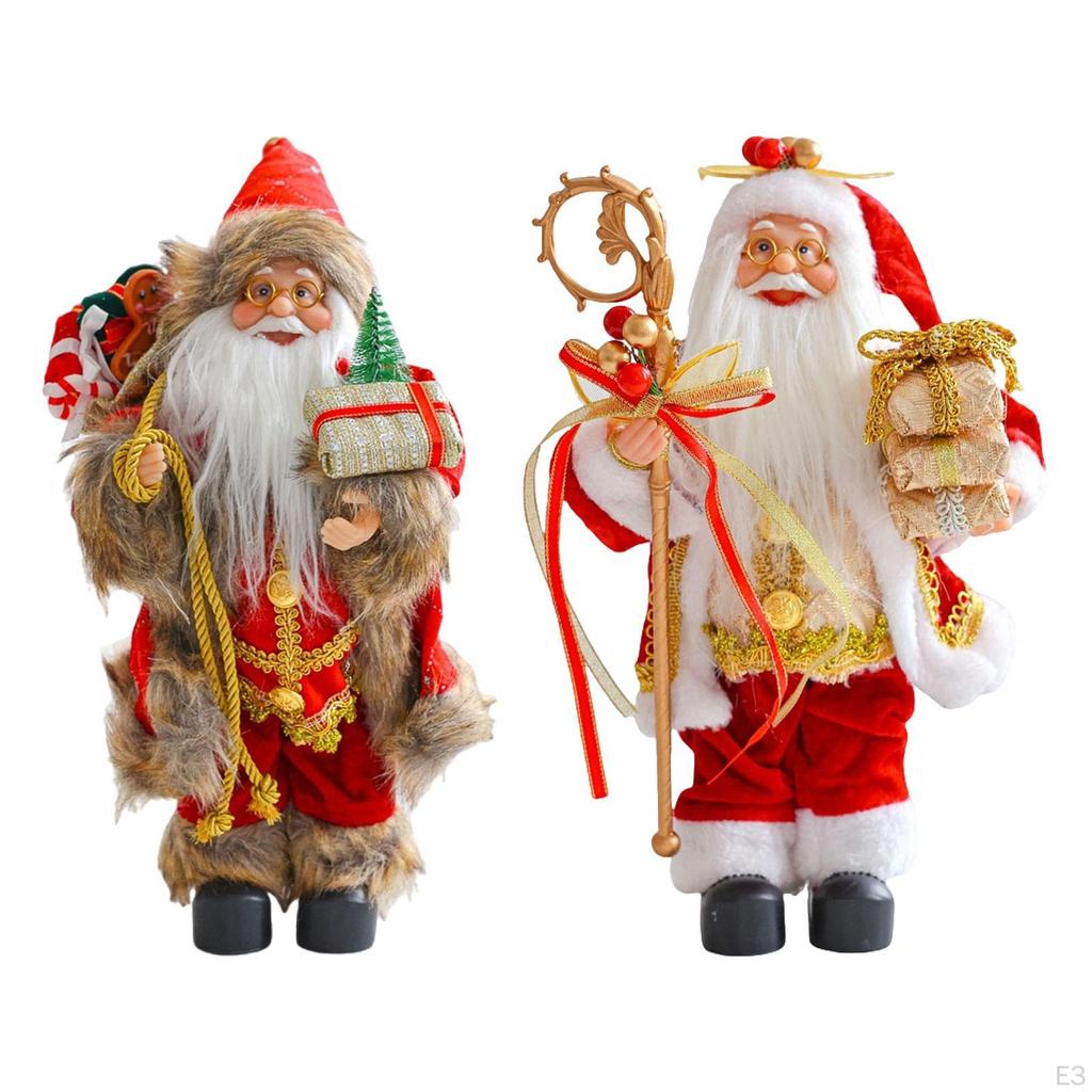 Christmas Santa Claus Figurine Decoration Collectible Doll Tabletop Ornament for