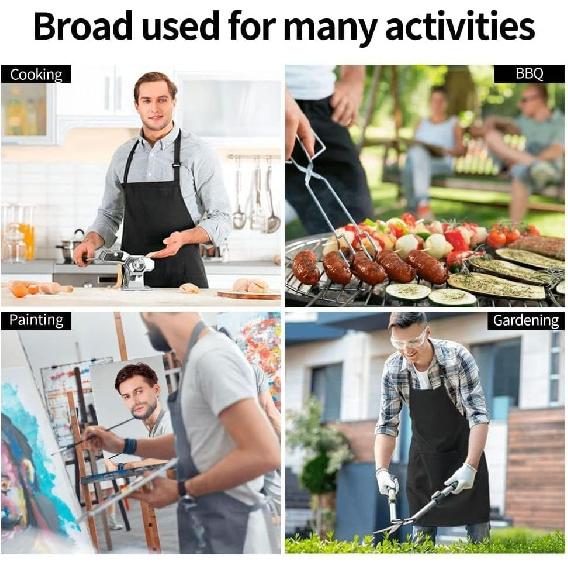 Women Men Aprons Bib Chef Baking Aprons with Pockets for Decor Kitchen BBQ Baking Grilling Cooking