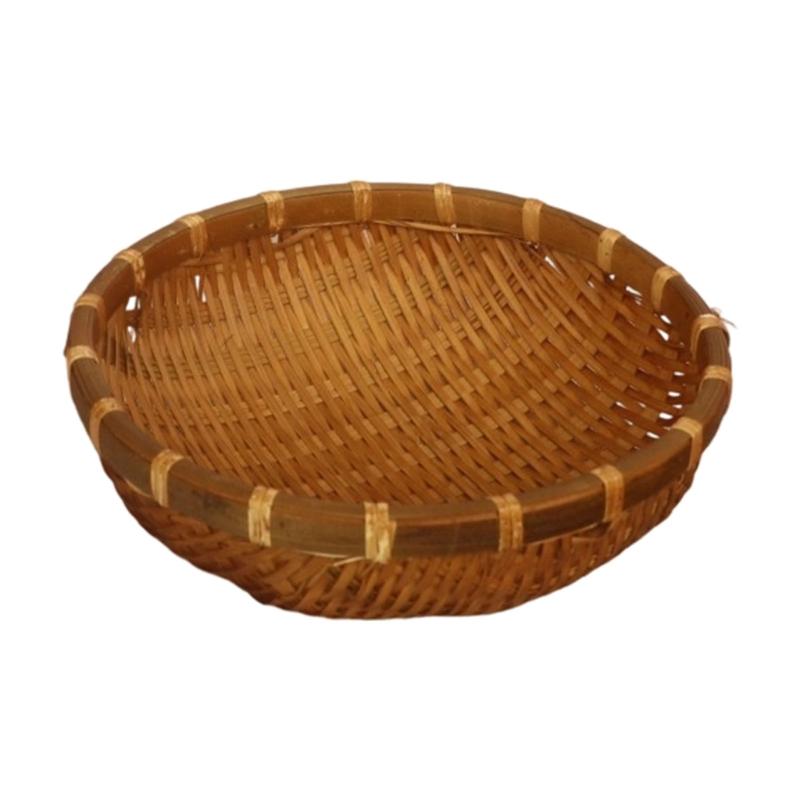 Natural Handwoven Bamboos Storage Basket for Multipurpose Kitchen Use Fruit and Nut Container with Nonslip Bottom