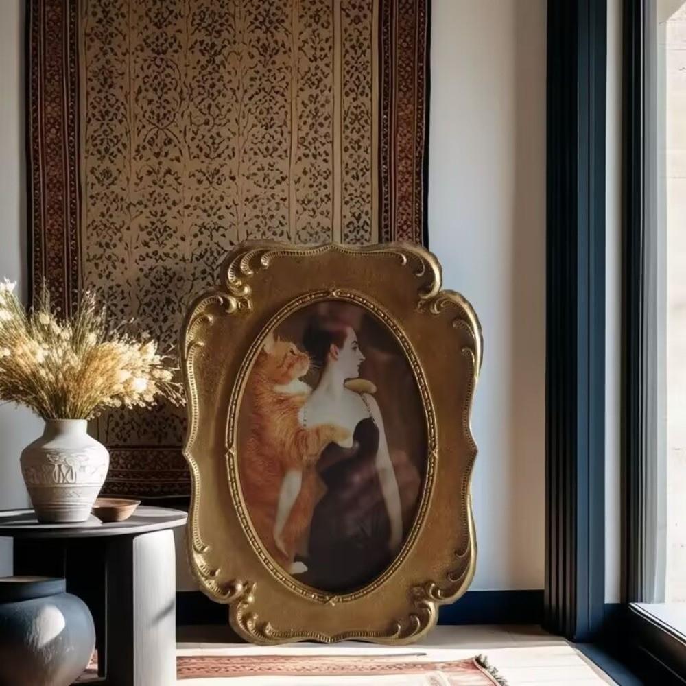 Exquisite European Style Vintage Photo Frames Gold Classical Resin Picture Frame Creative Retro Photo Frame Ornament Photo Props