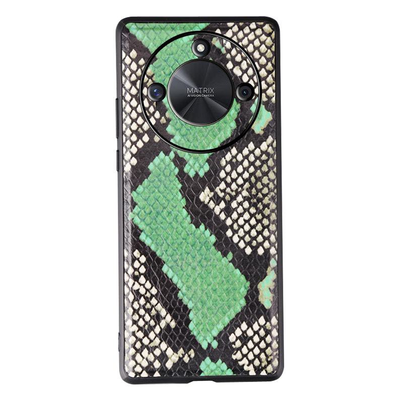 

Чехол для телефона Honor X50 из натуральной кожи с узором из кожи питона, полная защита премиум-класса Honor X50i зелёный