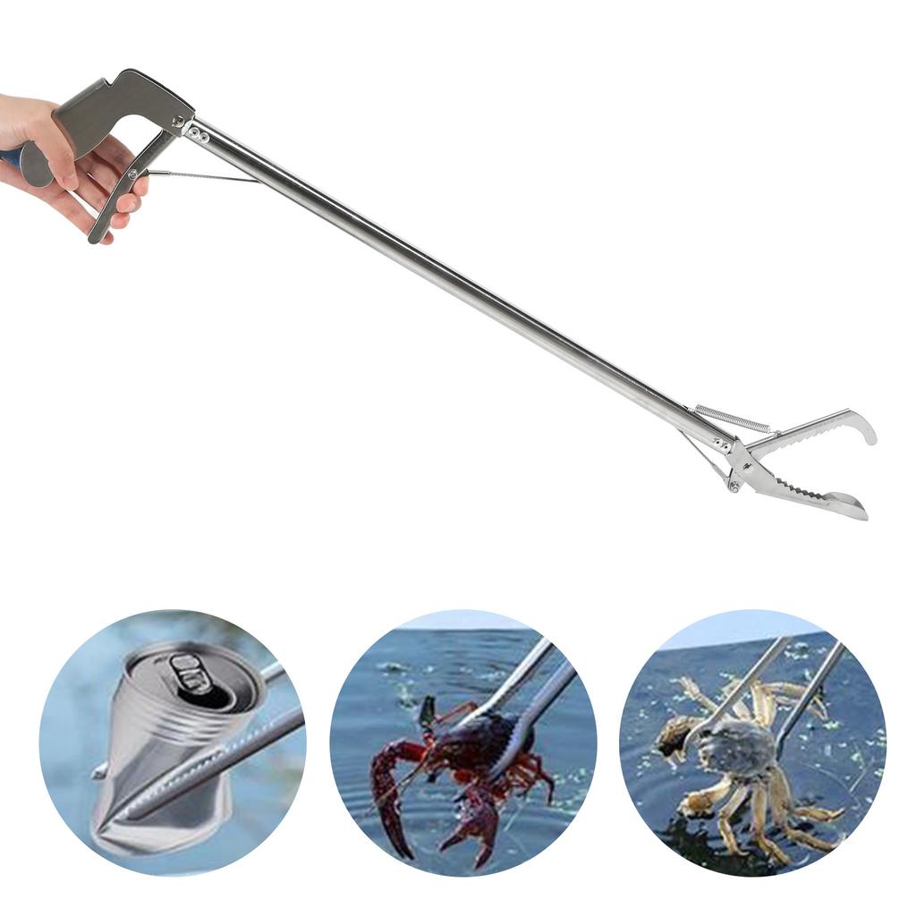 Stainless Steel Crab Tongs 30inch Portable Multifunctional Long Fish Tongs for Crab Seafood Octopus Bend Clip