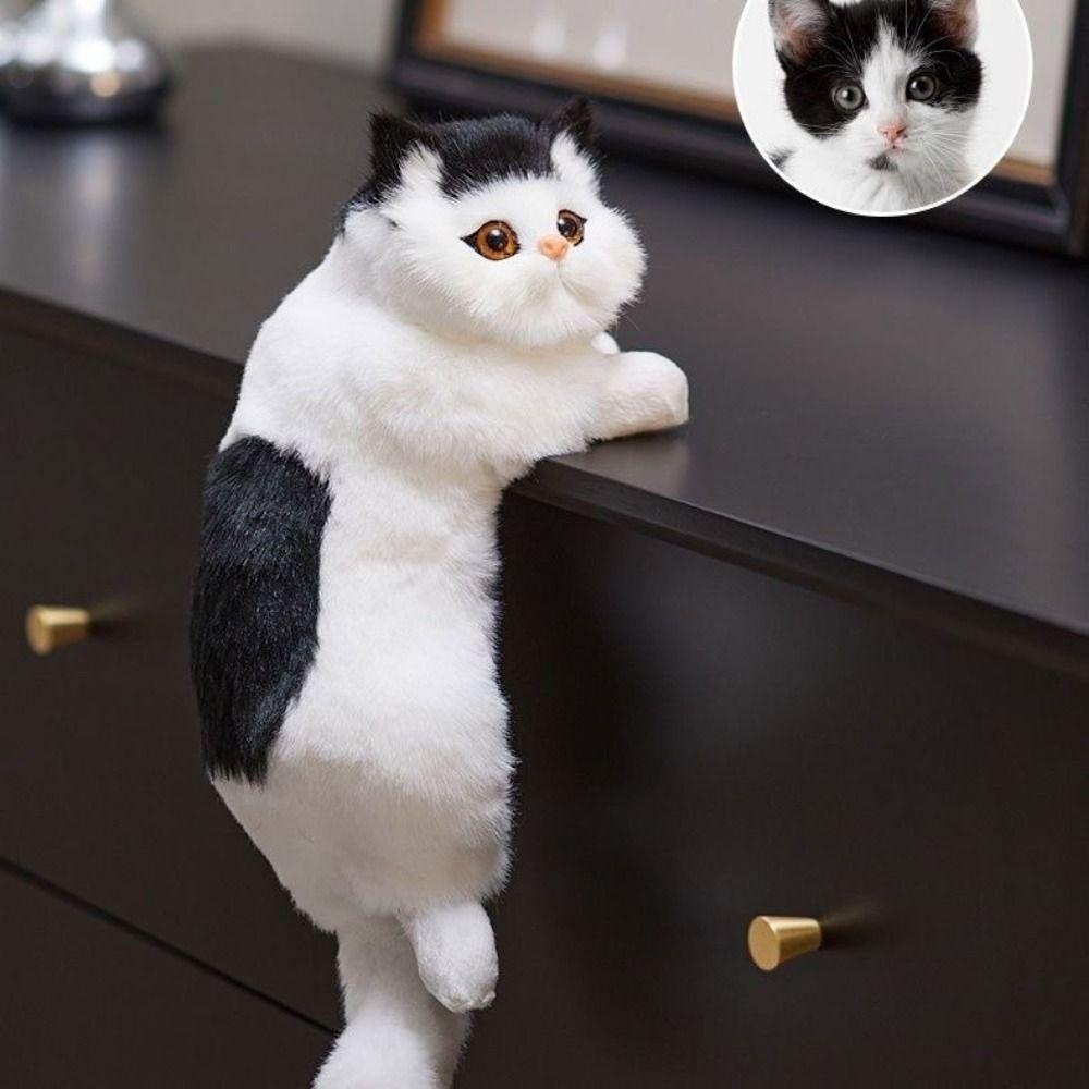 Lifelike Realistic Cat Stuffed Doll Decoration Lifelike Cat Plush Toy  Home Decor