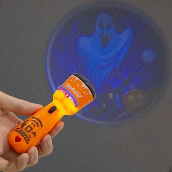 Halloween Projection Flashlight Portable 2-In-1 Projector Lamp Different Image Projection Toys Easy To Use Gift for Kids