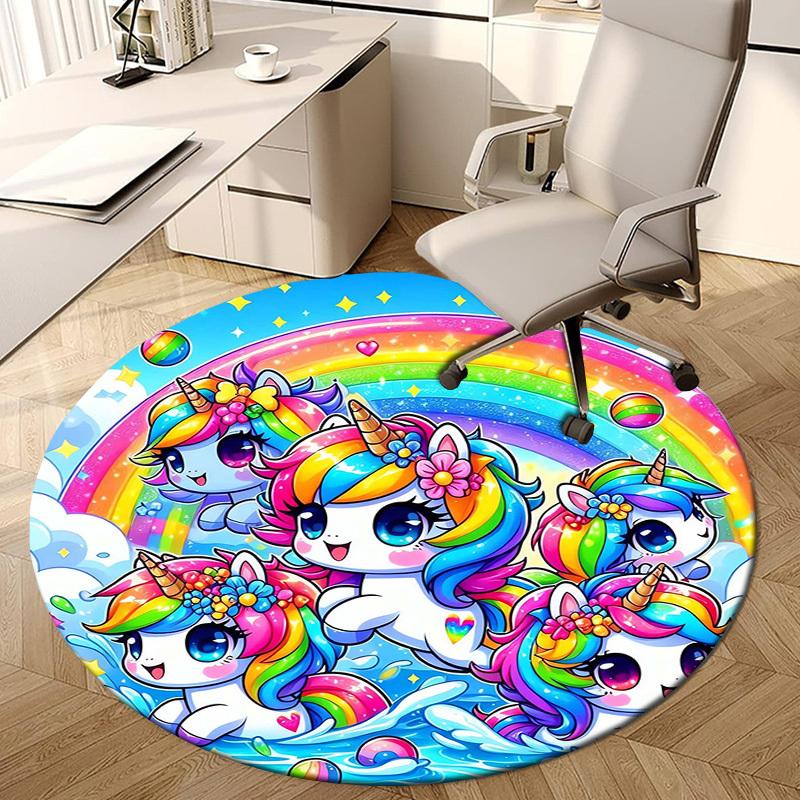 1pc Office Carpet Chair Mats Rainbow Unicorn Fantasy Perfect for Decorating Office Chairs, Living Rooms, Or Bedrooms