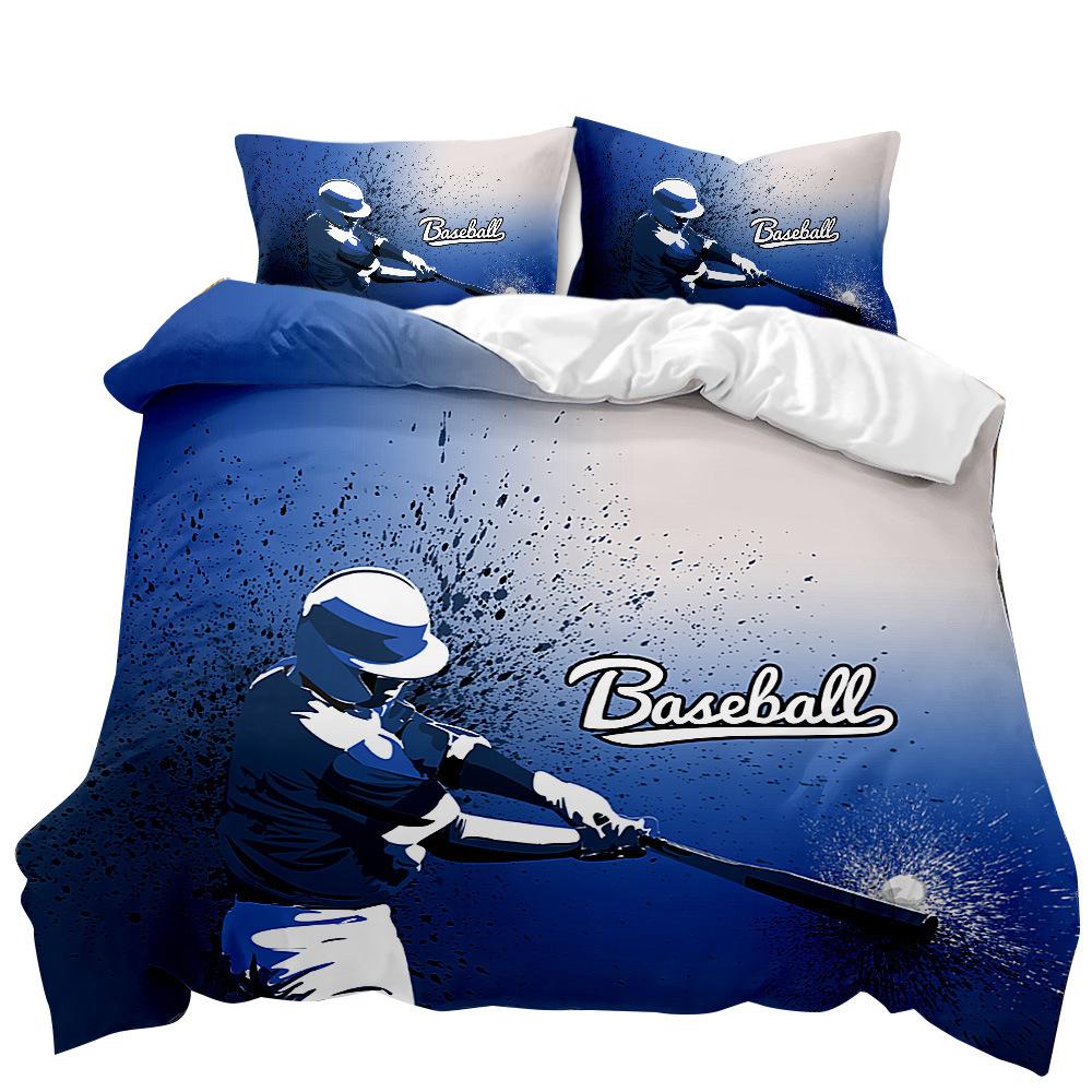 Baseball Bed Three-Piece Quilt Cover 3D Digital Printing Bed Sheet