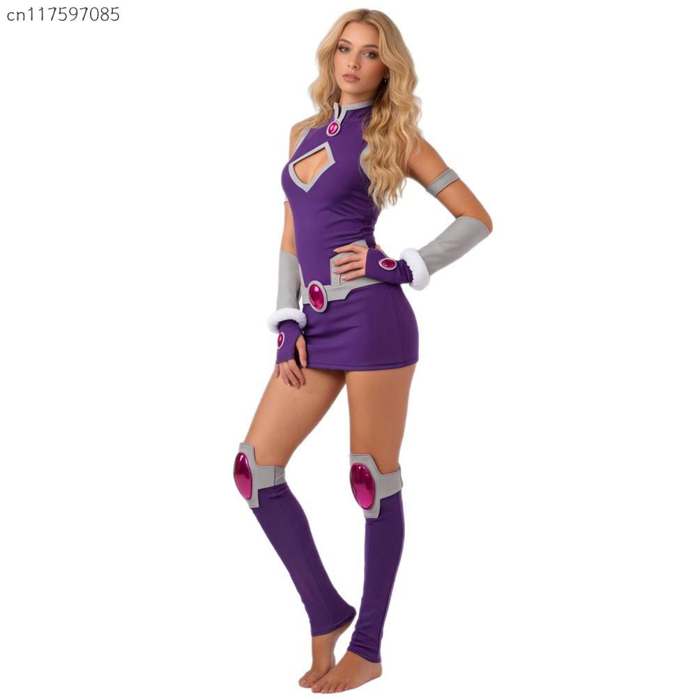 Starfire Princess Cosplay Costumes Purple Movie Koriand'r Stage Performance Uniform for Women Halloween Carnival Party Outfits