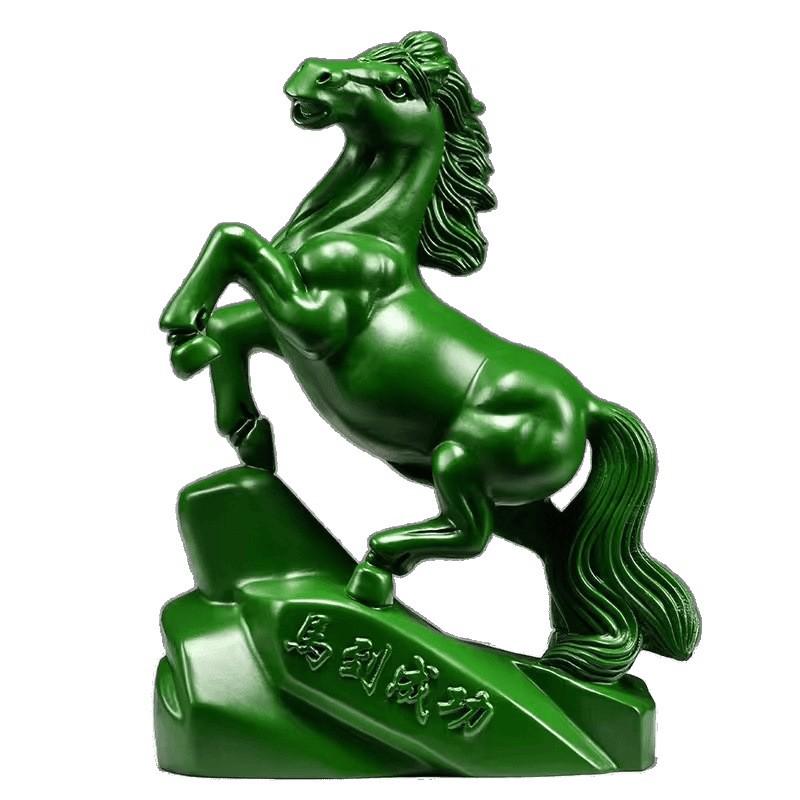 Ebony Wood Horse Carving: Solid Wood Ornament for Success - Handcrafted Home & TV Cabinet Decoration, Opening Gift