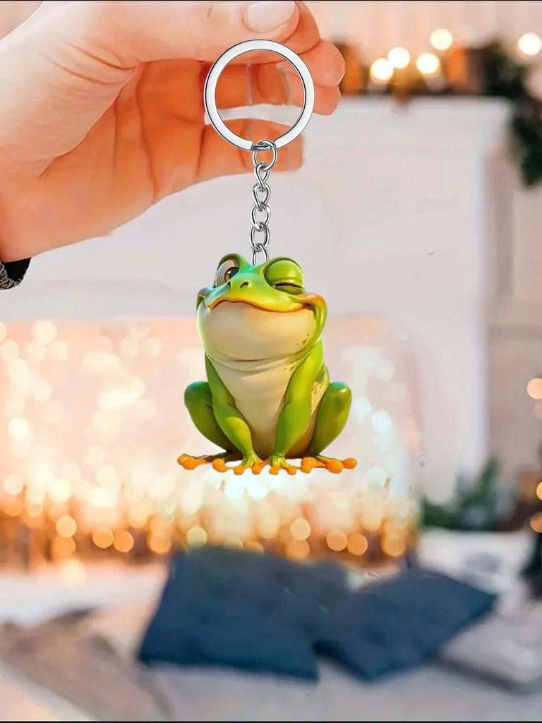 1 piece, cute frog pendant multifunctional keychain decoration gift accessories car decora home decora holiday decora
