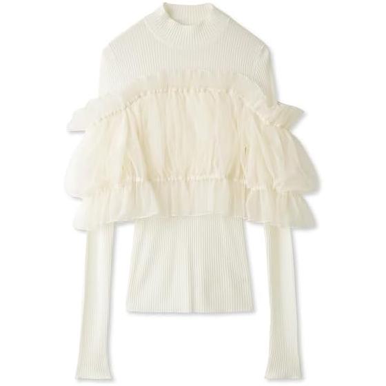 [Sneider] Tulle Docking Knit Pullover SWNT235100 Women s