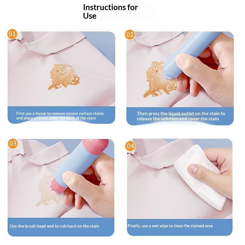 Portable No Wash Stain Remover Pen 1pc with Built In Cleaning Brush Effective for Clothes Coffee Wine Drink Stains