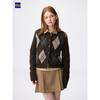 Uniqlo Gu Puff Knit Argyle Crew Neck Short Cardigan