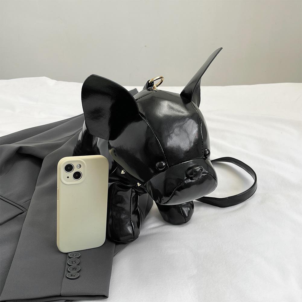 Crossbody Bag PU Leather Adjustable Strap fHandbag or Men Women Bulldog Shaped Messenger Bag Satchel Purse for Shoping Travel