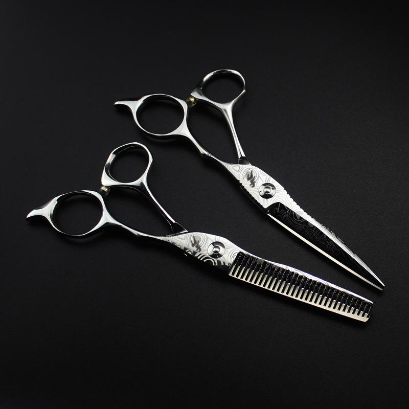 6.0" God Walker Damascus Steel Hairdressing & Barber Scissors - Straight & Thinning Shears