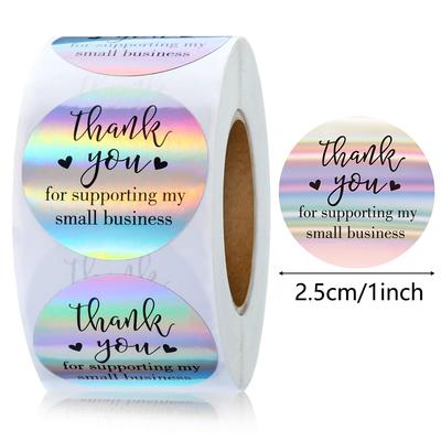 100-500pcs 1Inch Thank You For Supporting My Small Business Stickers Rainbow Laser Stickers For Staionery Packaging Box Lables