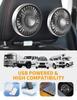 Dual Car Backseat Cooling Fans with 2 Independent Heads and Lights 3 Speeds 360° Rotatable Quiet Vehicle Fans
