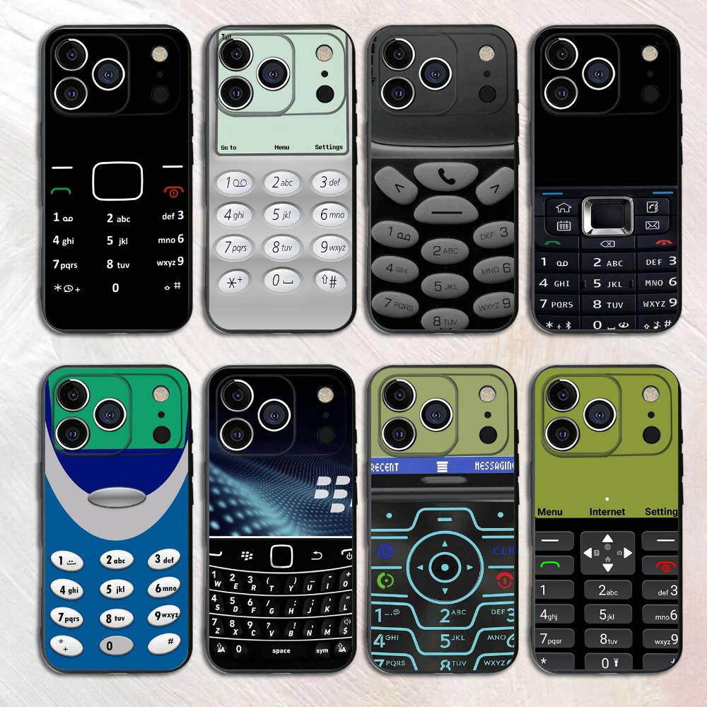 Old Phone Picture Black Phone Case For iPhone 17,16,15,14,13,12,13,12 Pro Max Plus XS XR Silicone Soft Back Cover