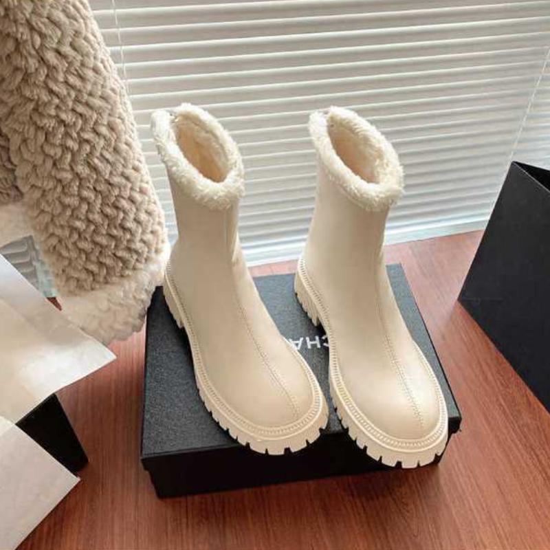 Autumn Winter Snow Boots Warm Fur Women Ankle Boots Fashion Elegant Back Zippers Shoes Thick Heel Women's Short Booties