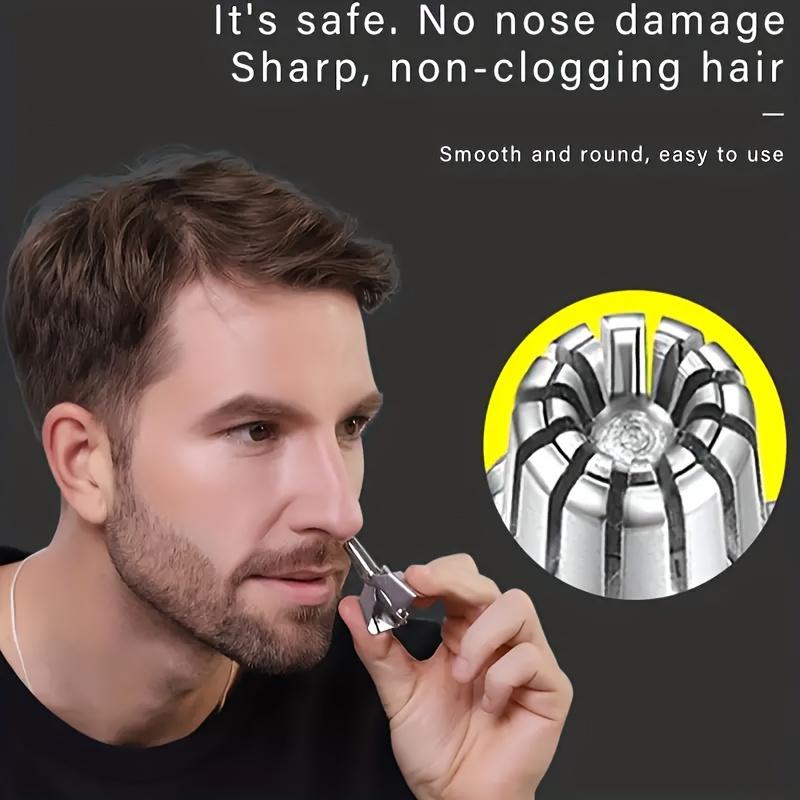 Stainless Steel Nose Hair Trimmer for Men & Women - Manual Hypoallergenic Ear & Nose Hair Cutter, No Battery Needed, Washable, Small Round Head Design
