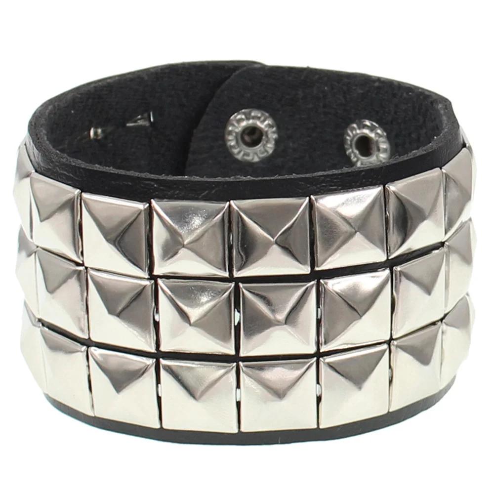 2025 Red Pink Hip Hop Rock PU Leather Bracelet Punk Stud Spike Rivet Punk Bangle Bracelet Wristband Jewelry Accessories Gifts