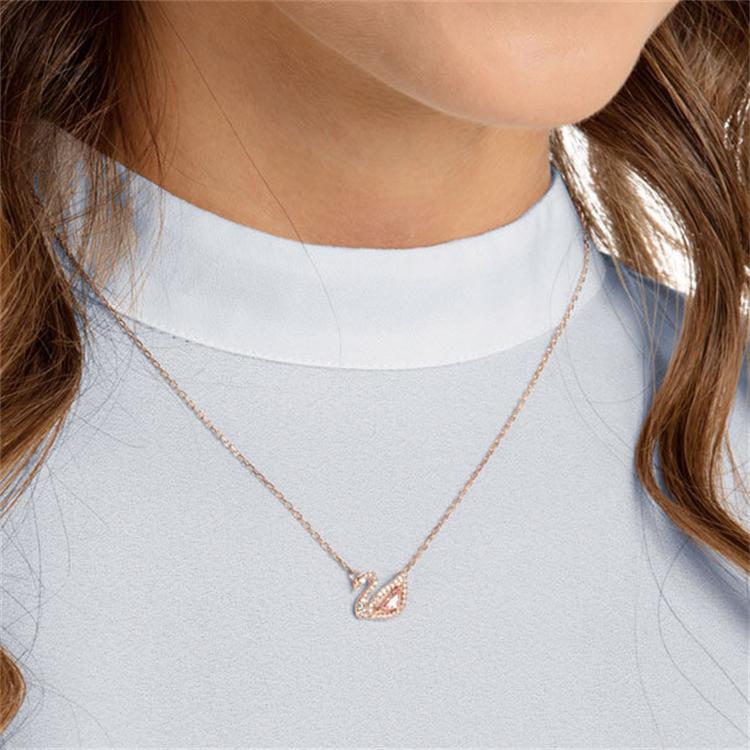 Swarovski Dazzling Swan Crystal Necklace Women Necklace Rose-Gold 5469989